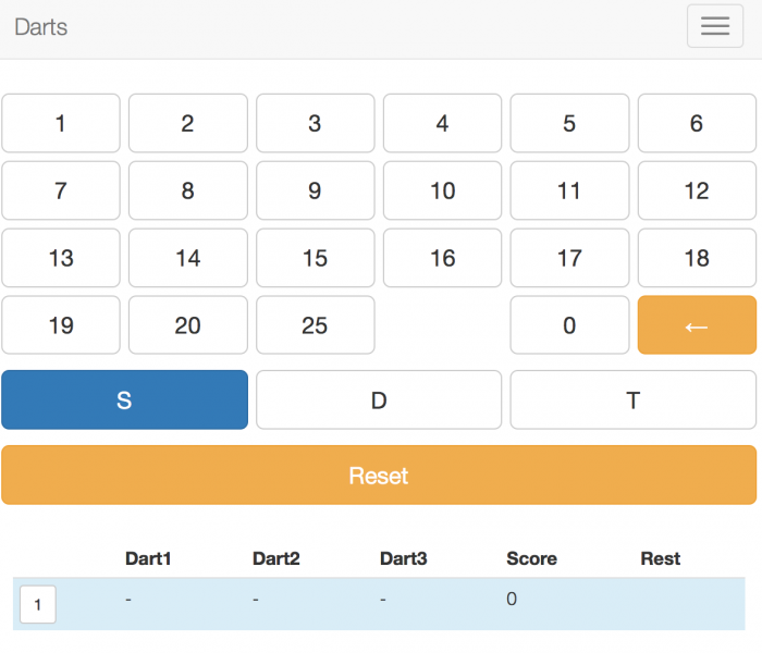 Screenshot Prototype Dartrechner